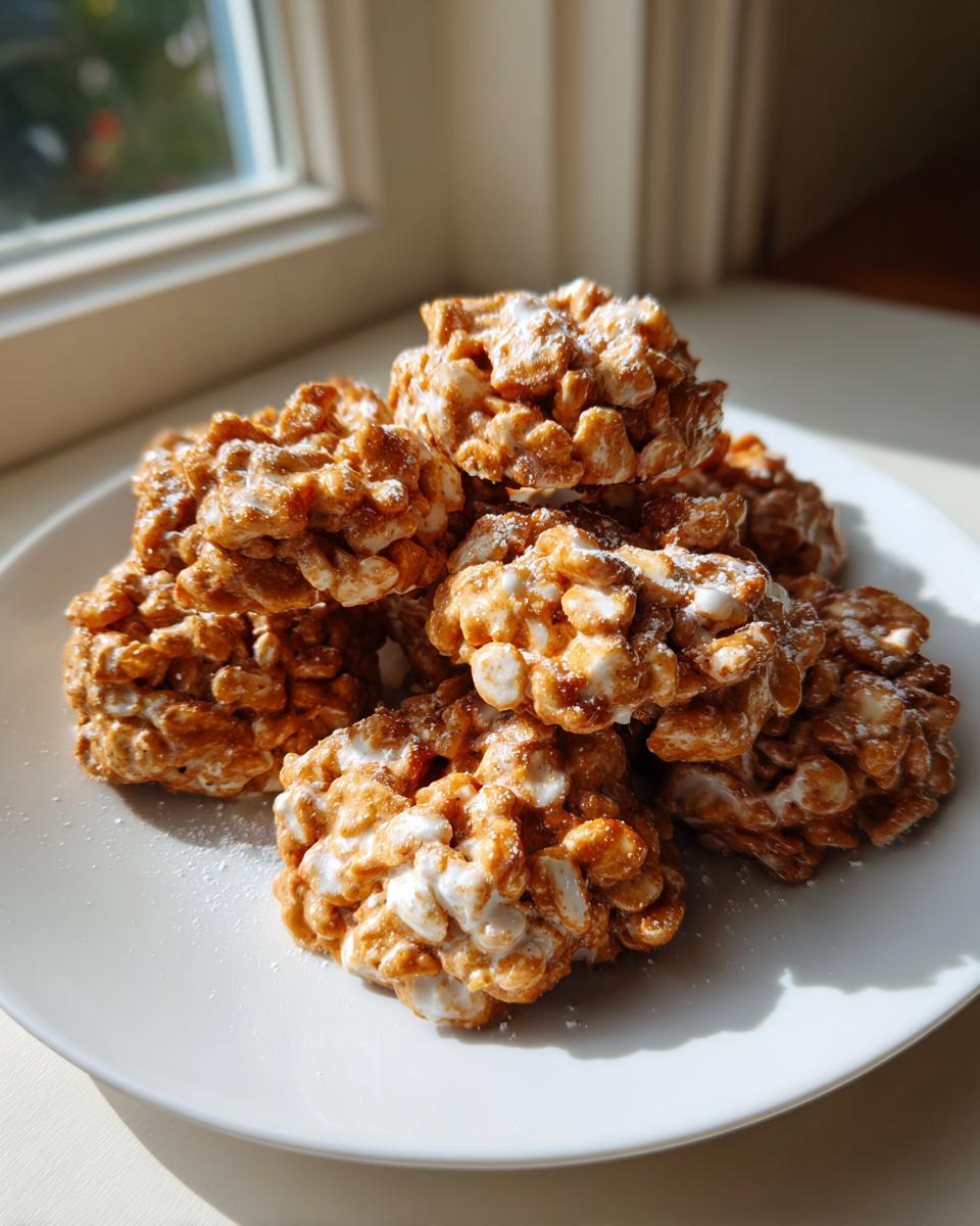 A stack of golden brown avalanche cookies dusted lightly with powdered sugar on a white plate.