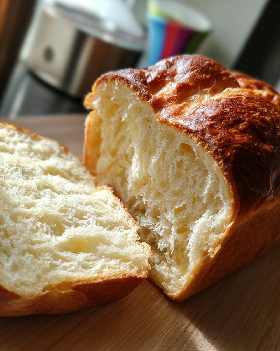 Close-up of freshly baked Japanese milk bread, showing its incredibly soft, white, and fluffy interior texture.