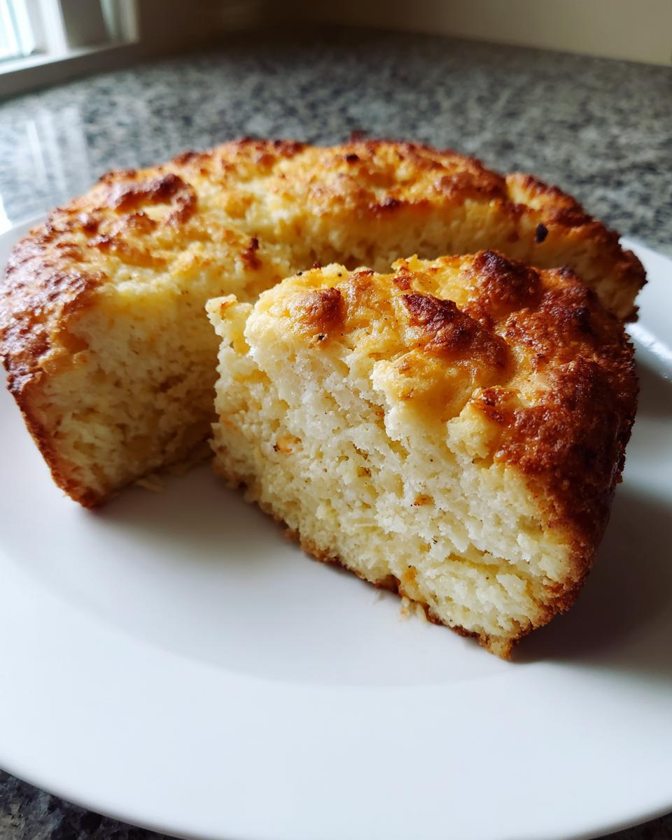 A thick slice of freshly baked beer bread showing a moist interior and a golden, crispy top crust.