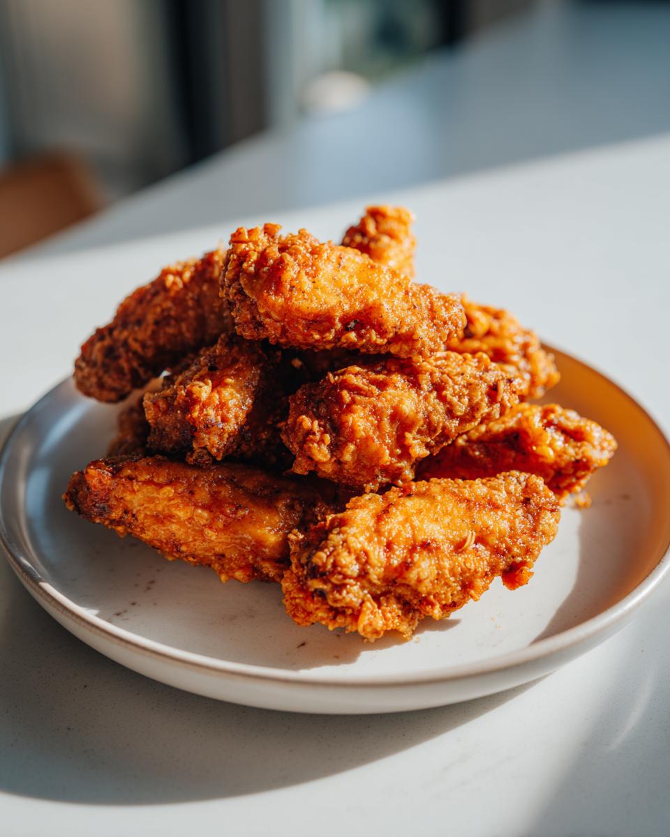 A pile of golden brown, crispy air fryer chicken wings stacked high on a light-colored plate.