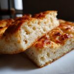 Close-up of the airy, fluffy interior texture of the amazing 4 ingredient keto pizza crust.
