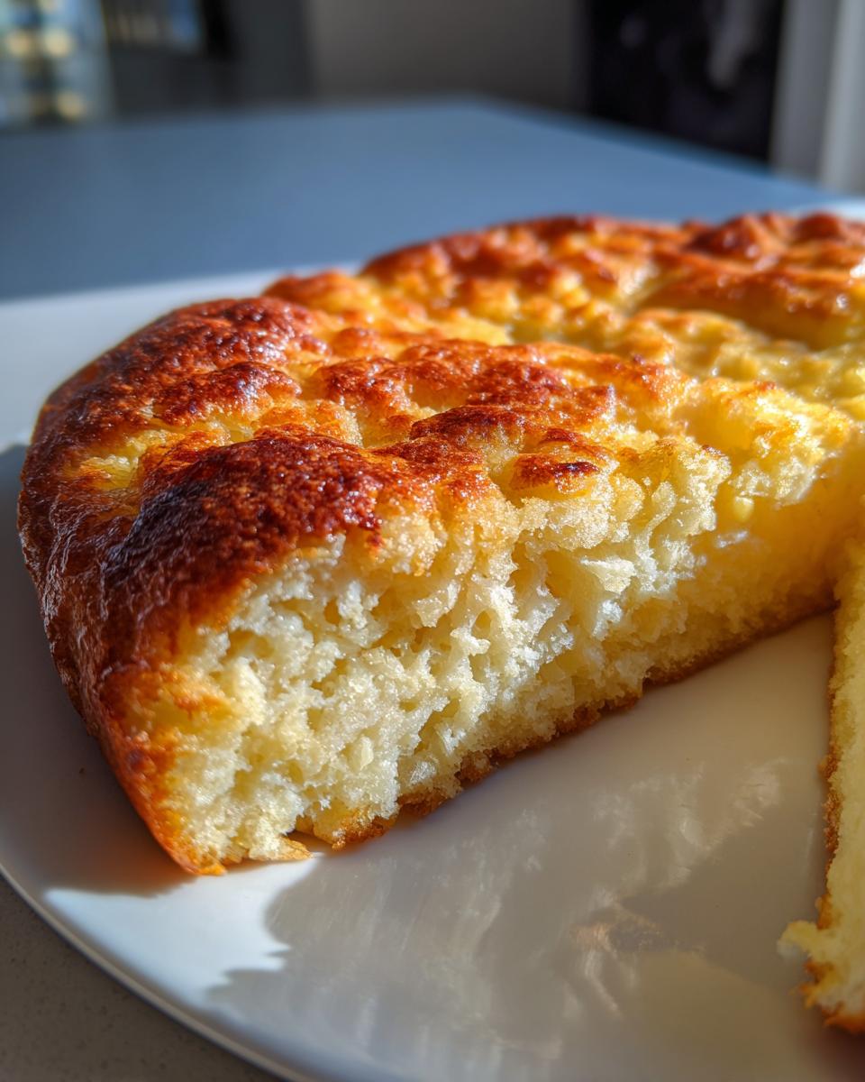 Close-up of a golden brown, airy keto pizza crust slice showing its fluffy interior texture.