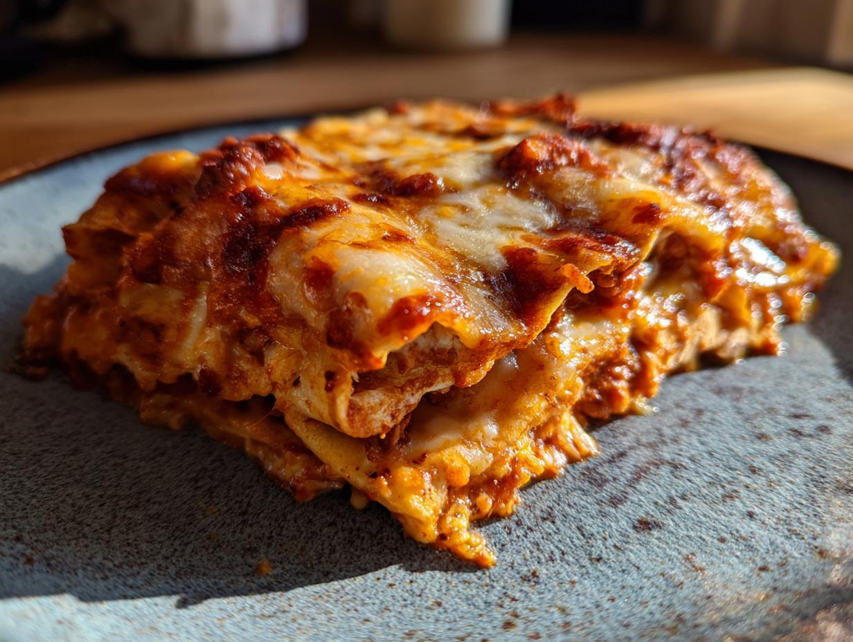 Close-up of a baked serving of cheesy, saucy cheese enchiladas on a rustic plate.