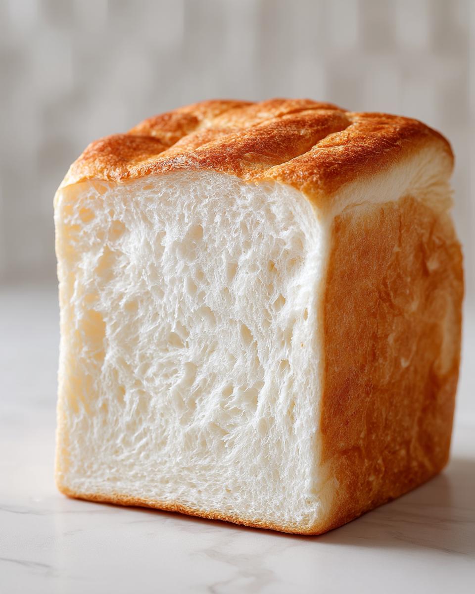 A cross-section view showcasing the incredibly soft, white, and fluffy interior crumb of freshly baked milk bread.