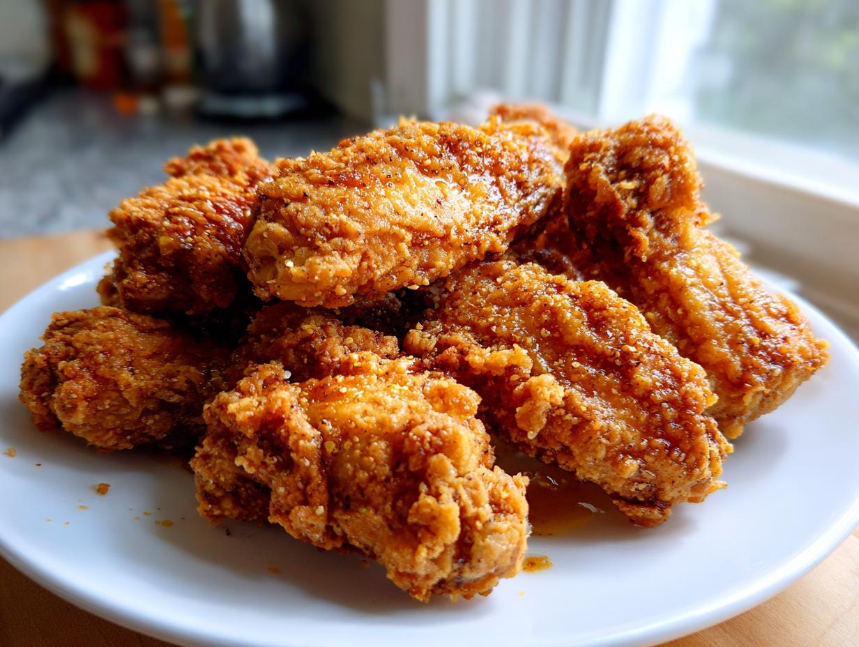 A close-up of several crispy, golden-brown air fryer lemon pepper wings piled high on a white plate.